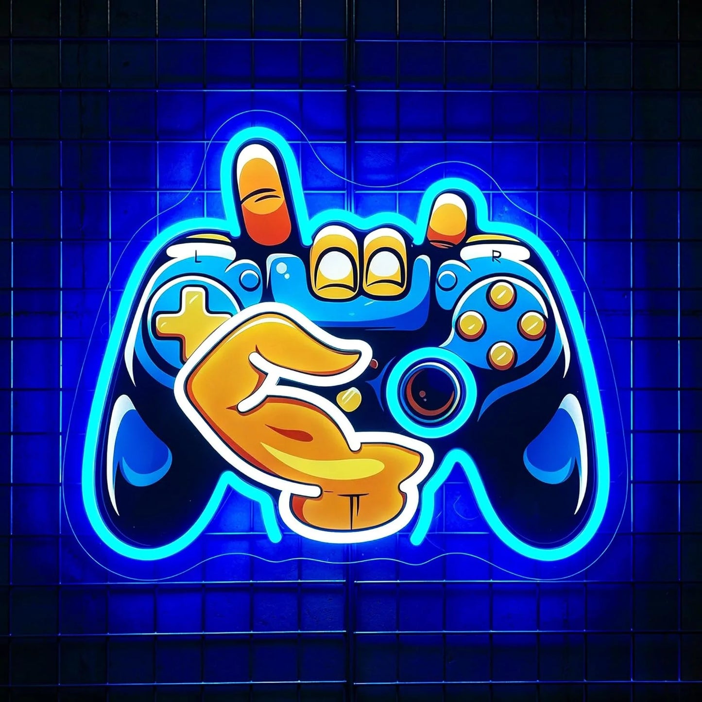 Néon LED manette gaming, vue de face