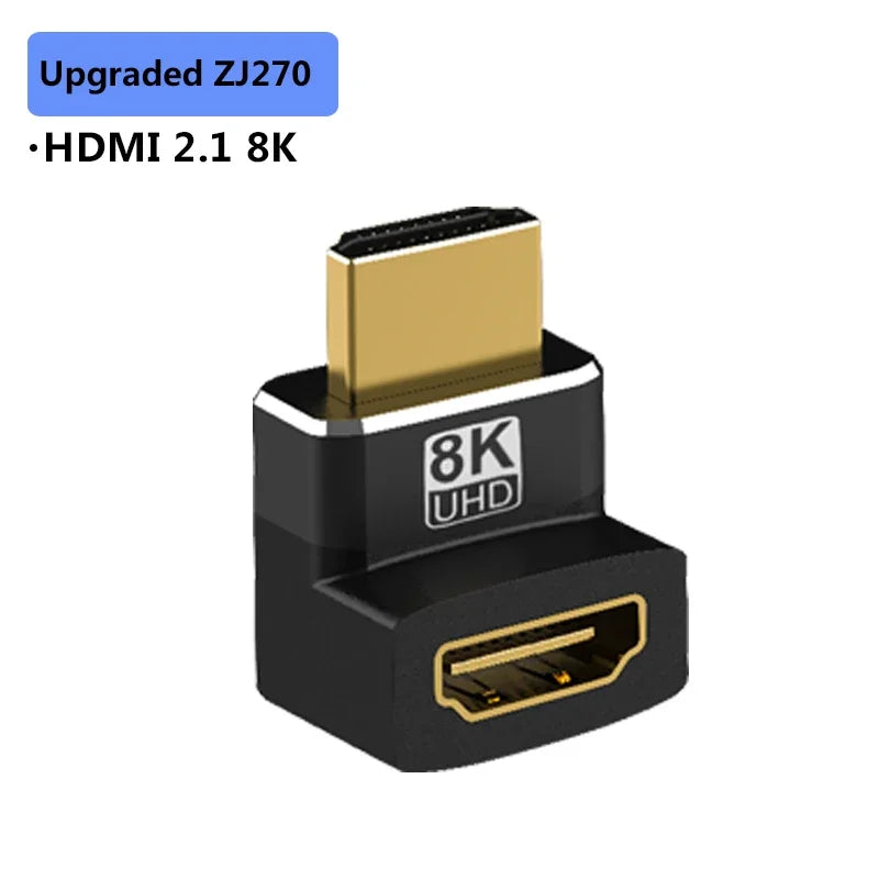 Adaptateur HDMI 2.1 8K Coudé 90°/270° – Connecteur Angle pour Setup Compact