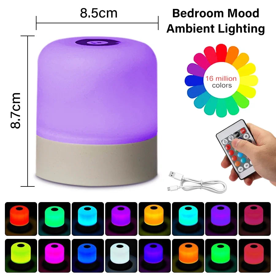 Lampe d'ambiance LED rechargeable, tactile et télécommande, vue détaillée