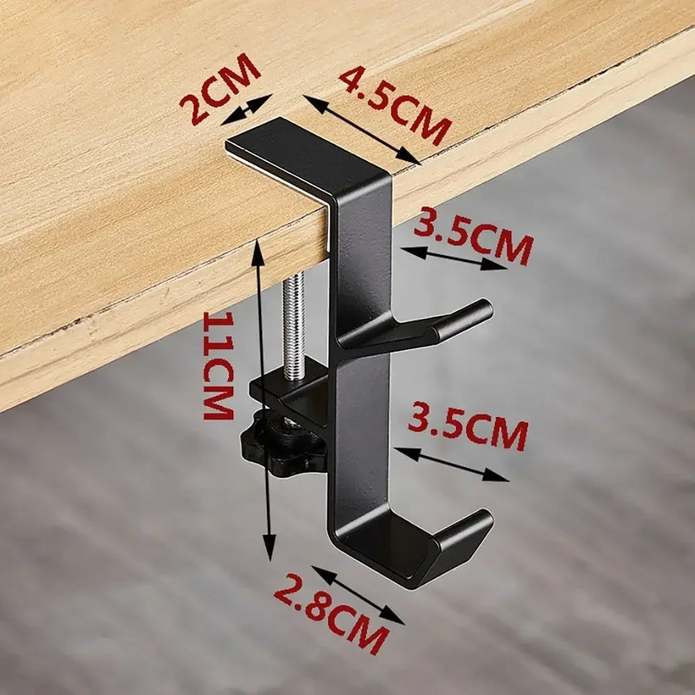 Support casque suspendu métal, fixation latérale de bureau, vue complémentaire