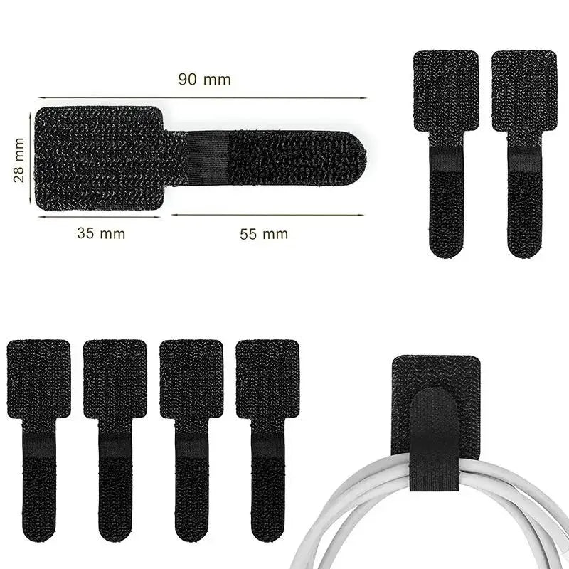 Attaches-câbles réutilisables adhésives pour bureau, vue détaillée