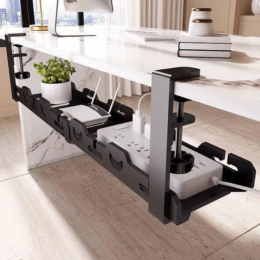 Support range-câbles télescopique sous bureau