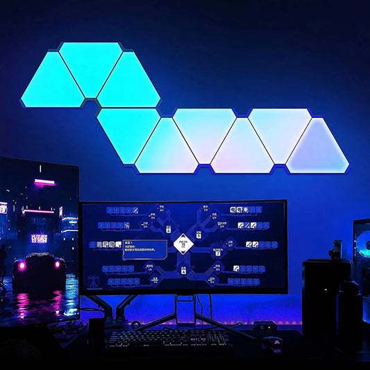 Panneaux LED triangle connectés en mur lumineux gaming