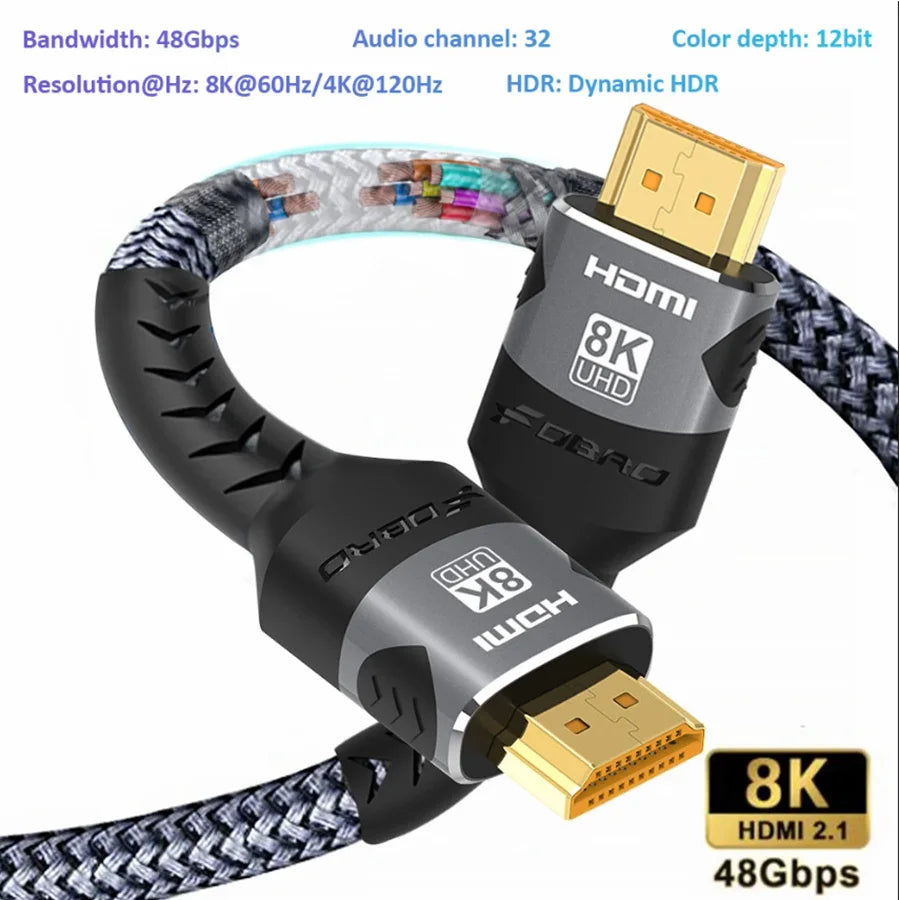 Câble HDMI 2.1 8K tressé, vue produit