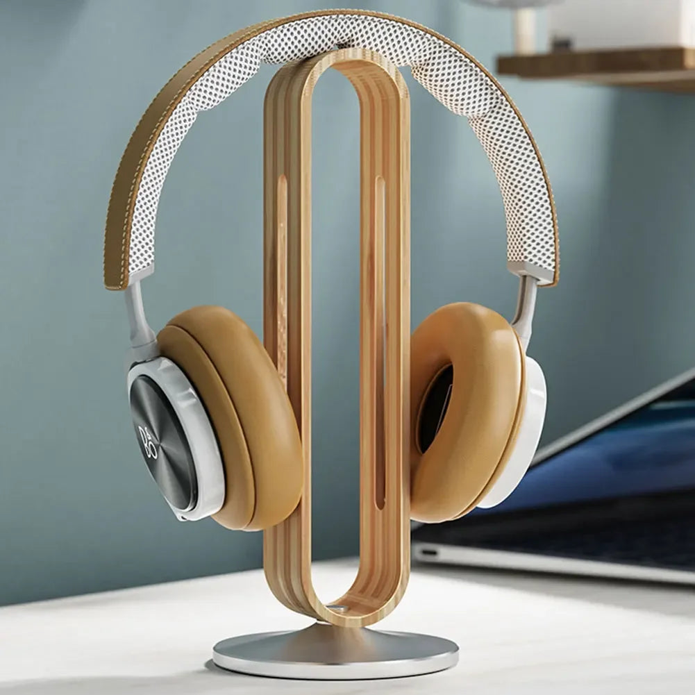 Support casque bambou aluminium coloris gris, vue produit