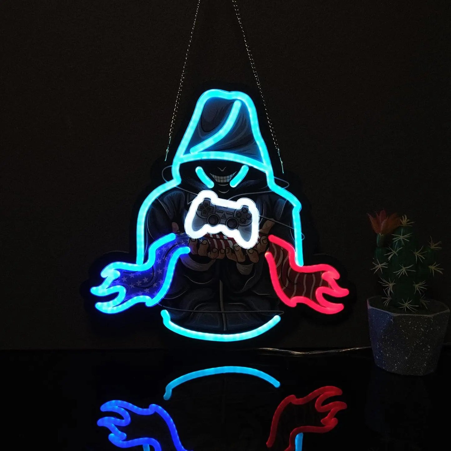 Néon LED manette gaming, présentation packaging