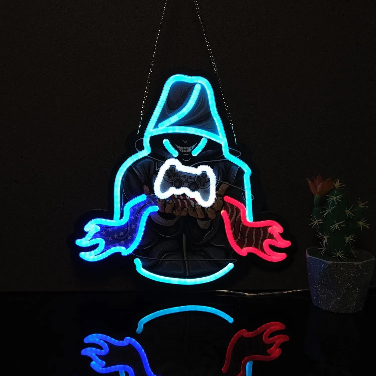 Néon LED manette gaming, présentation packaging