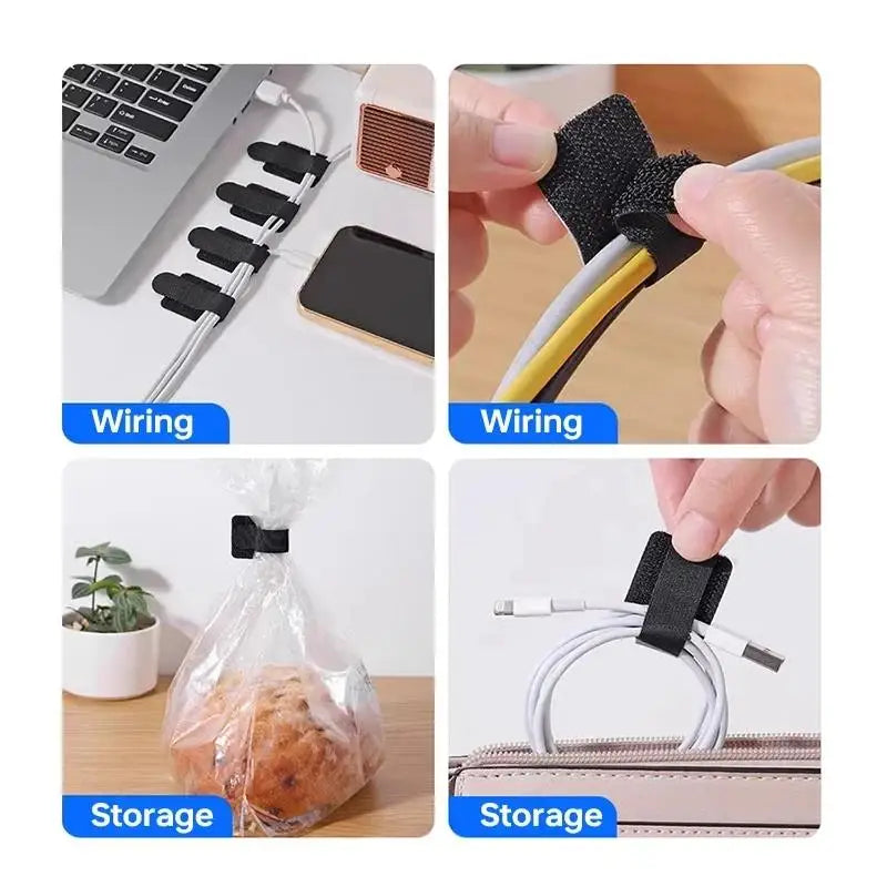 Attaches-câbles réutilisables adhésives pour bureau, vue d'ensemble