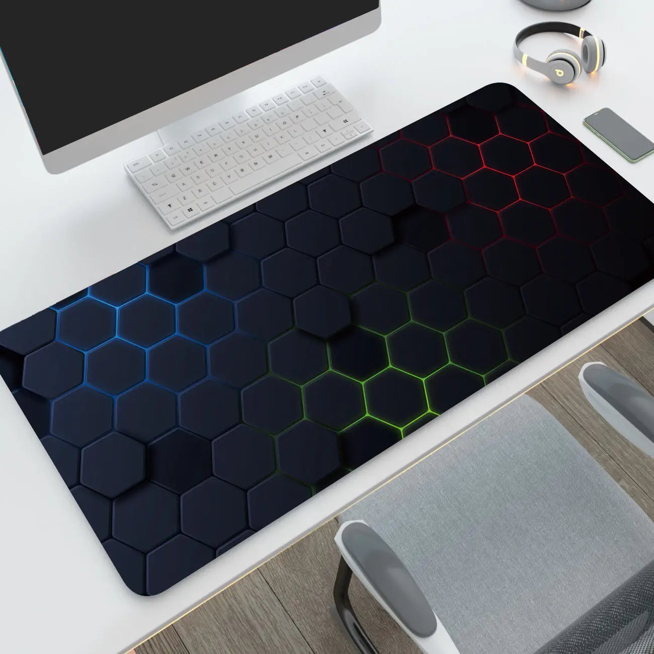 Tapis de souris XXL motif hexagone, motifs disponibles
