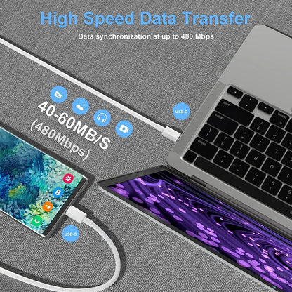 Câble USB-C 60W, gros plan sur le connecteur