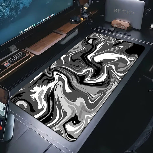 Tapis de souris XXL motif liquide noir et blanc