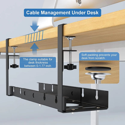 Support de câbles métal sous bureau, extensible sans perçage, visuel complémentaire
