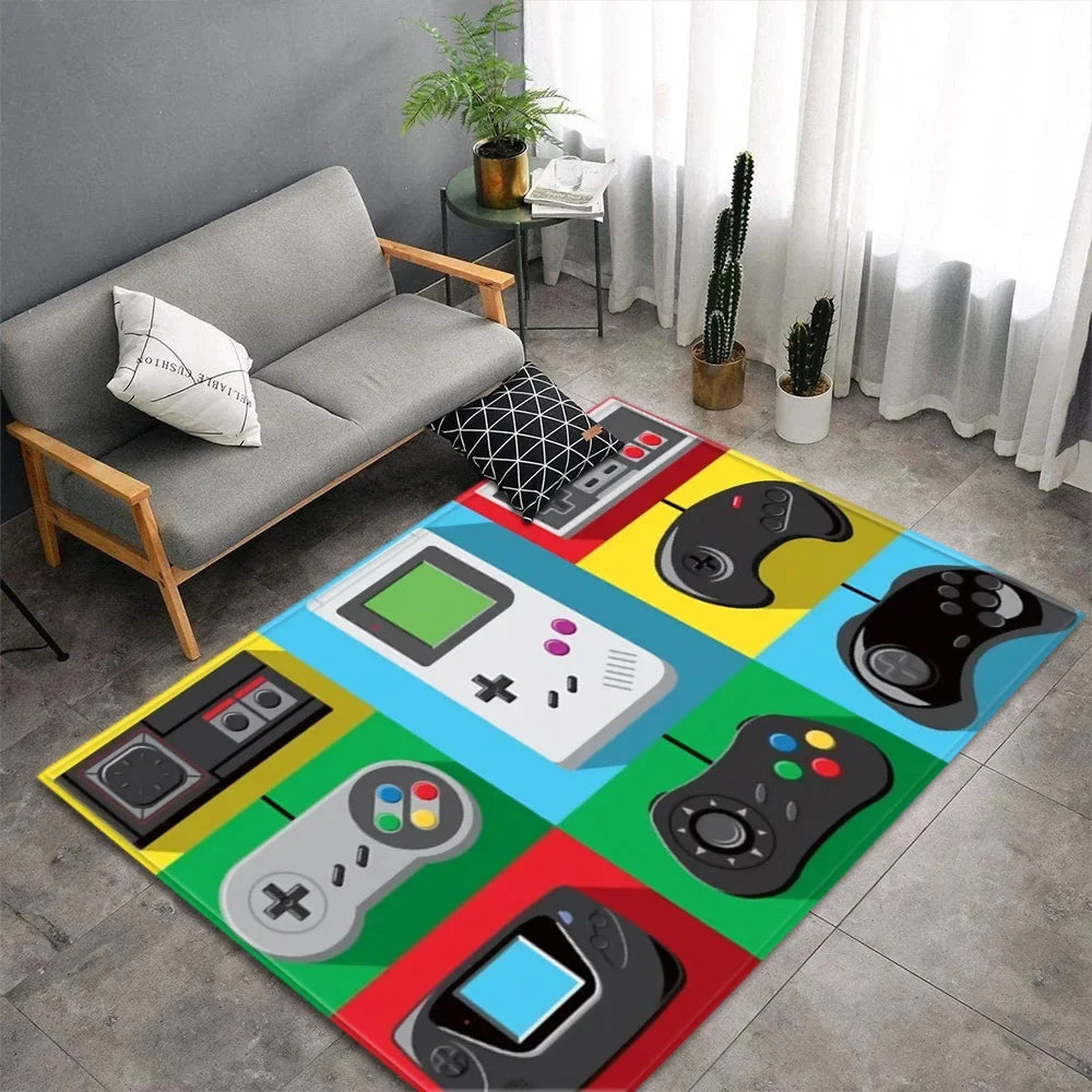 Détail du motif manettes du tapis gaming