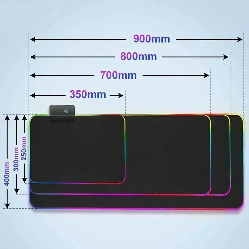 Tapis de souris XXL contour RGB allumé