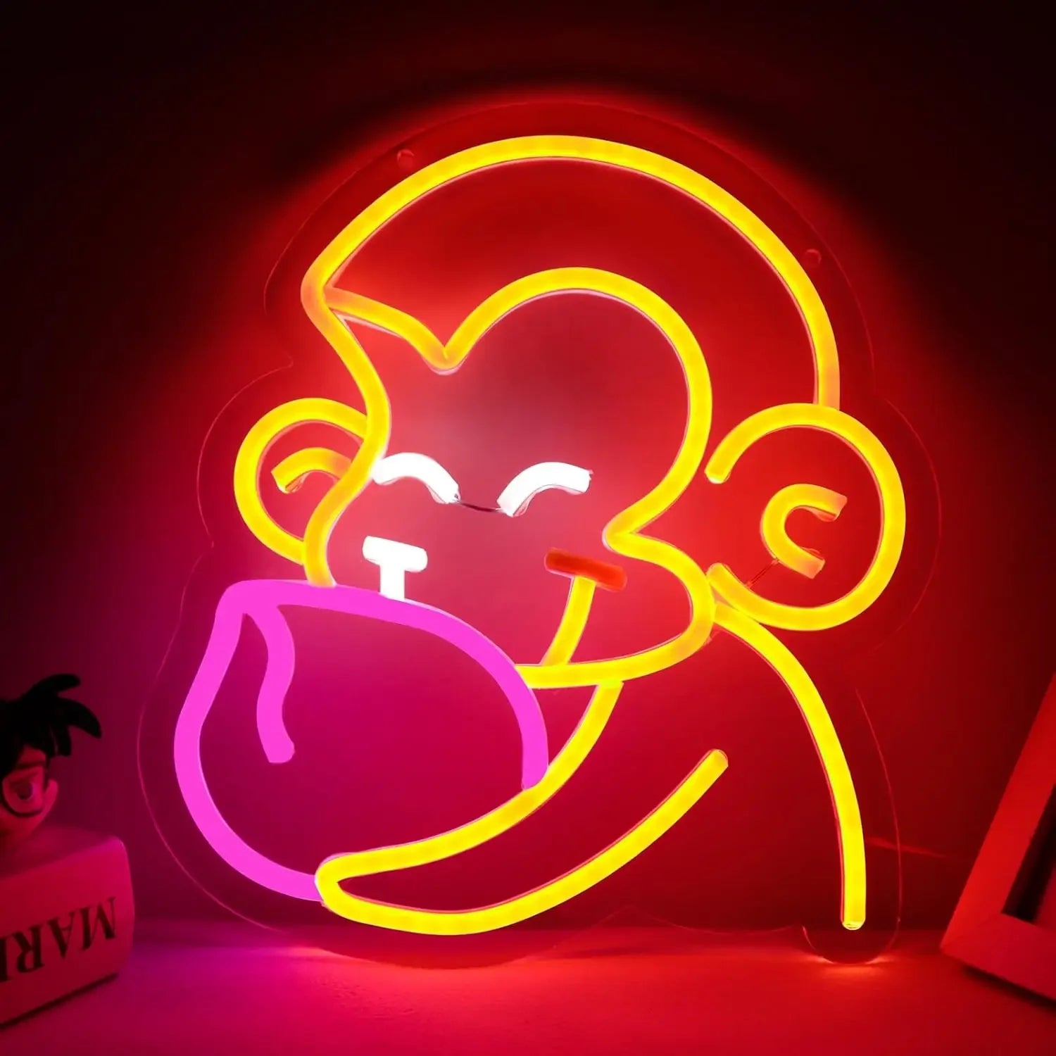 Néon LED gorille gamer, motif alternatif singe
