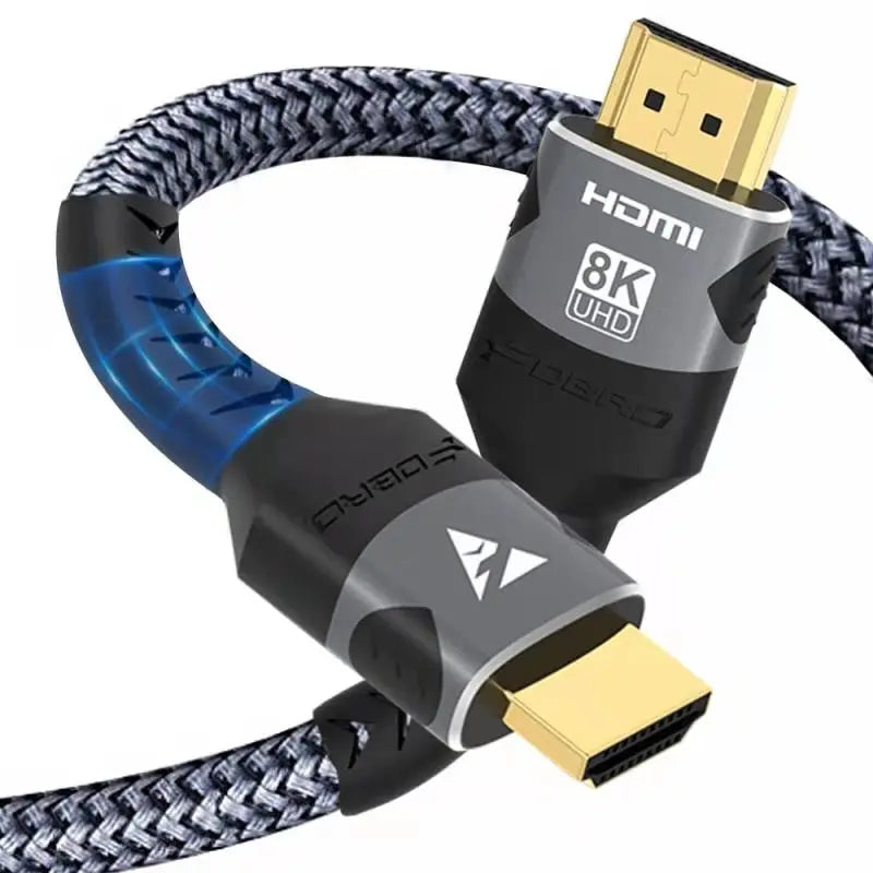 Câble HDMI 2.1 8K tressé noir, vue complète