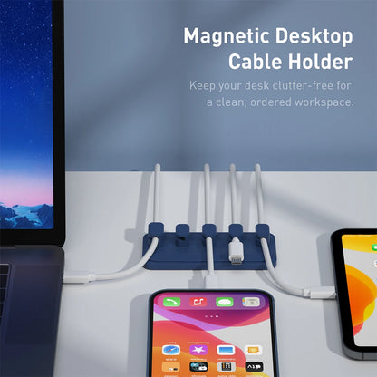 Pince magnétique range-câbles avec câble USB-C fixé