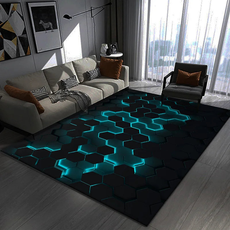 Tapis gaming motif géométrique, vue d'angle