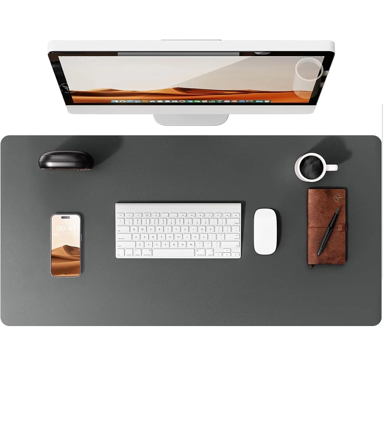 Tapis de souris XXL cuir PU, bords cousus