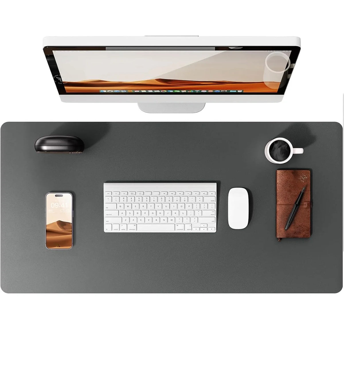 Tapis de souris XXL cuir PU, bords cousus