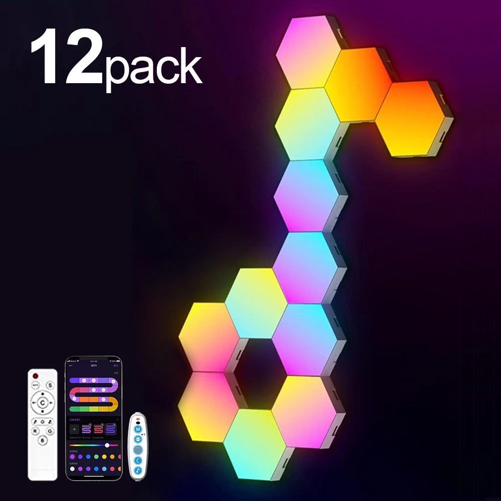 Panneaux LED hexagonaux RGB, ambiance tamisée dans une chambre