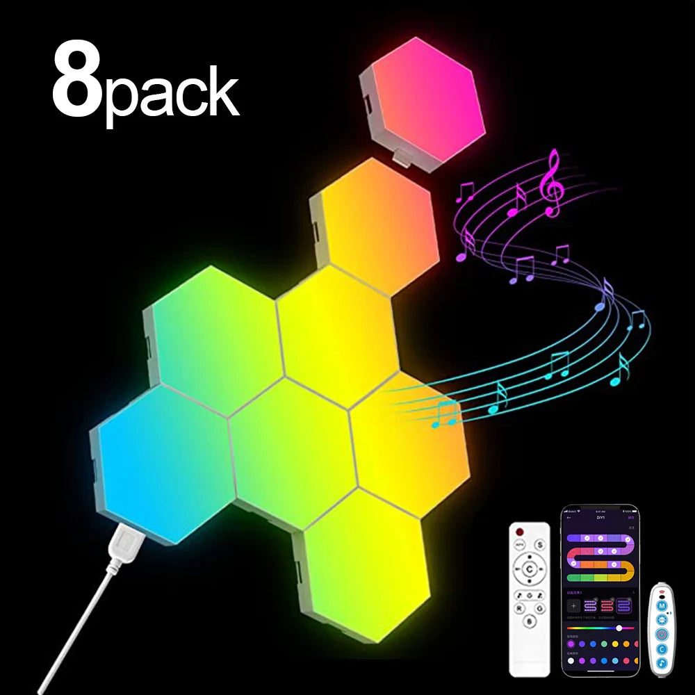 Pack de 8 panneaux LED hexagonaux RGB