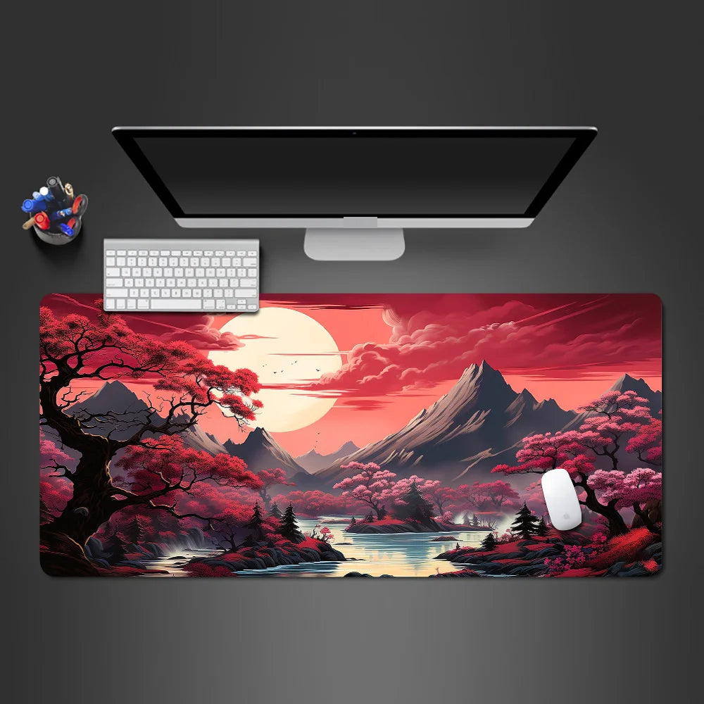 Tapis de souris paysage sakura vue de dessus