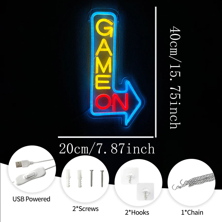 Néon LED mural motif flèche pour chambre gaming