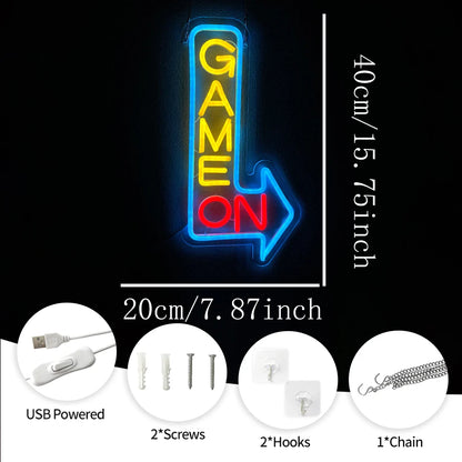 Néon LED mural motif flèche pour chambre gaming