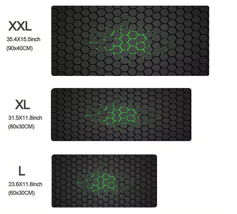 Tapis de souris XXL motif hexagone, détail du relief