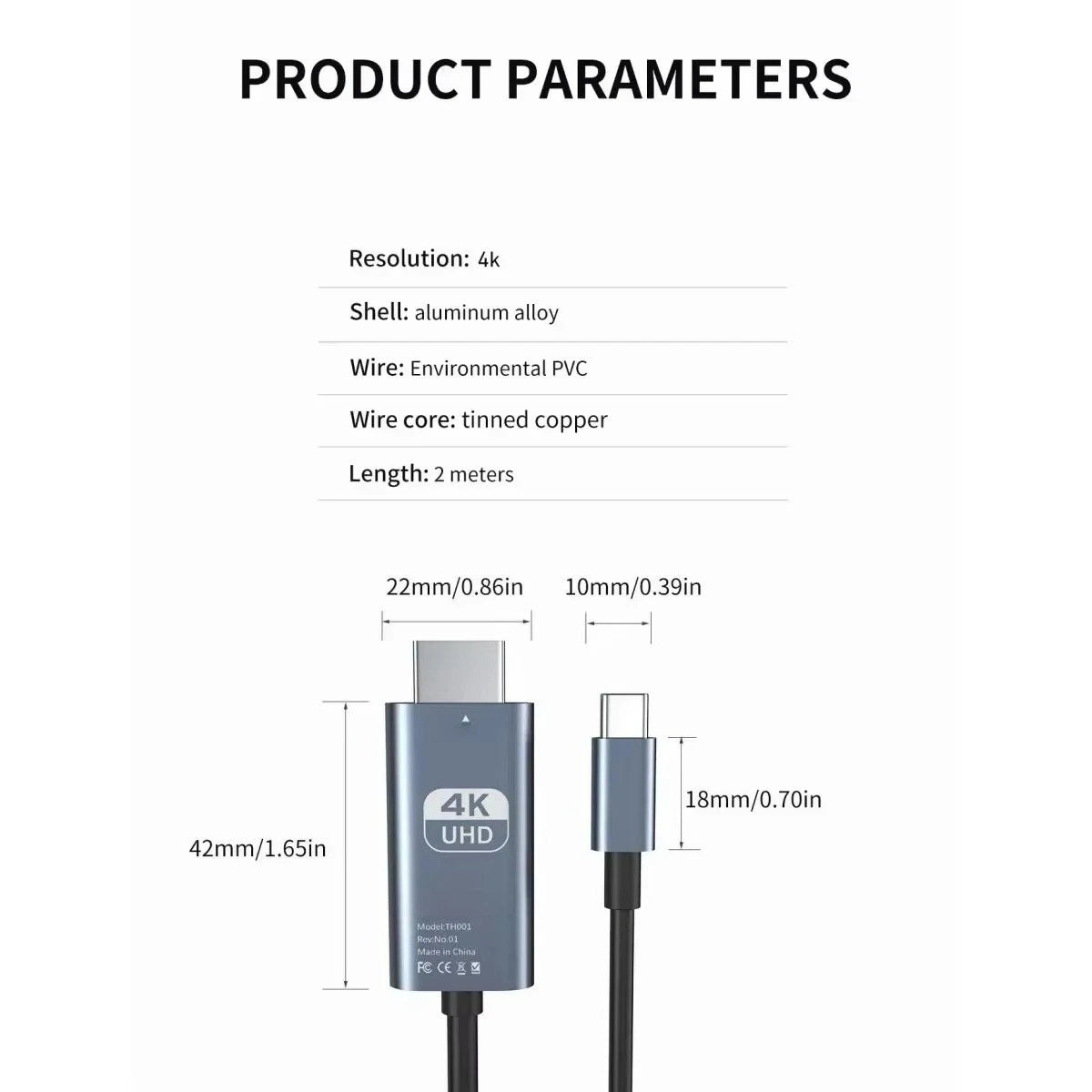 Câble USB-C vers HDMI 4K, présentation des caractéristiques