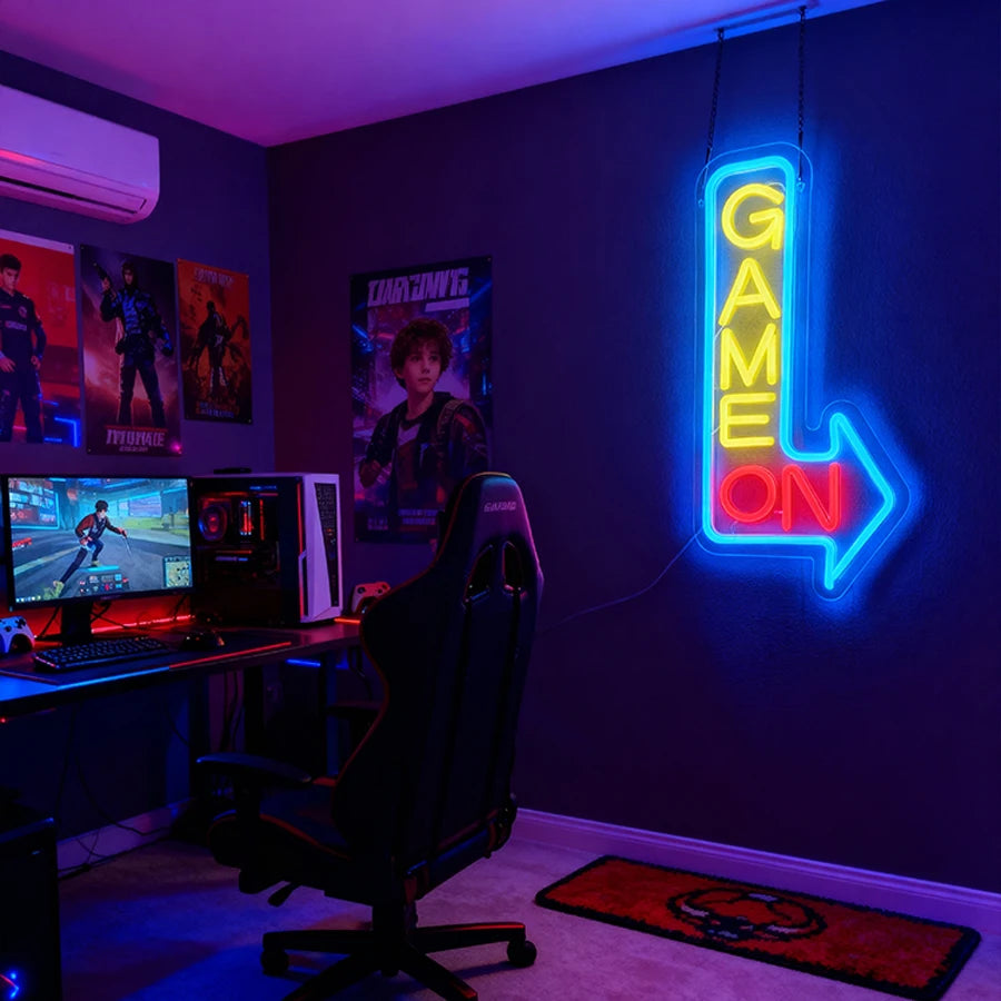 Néon LED mural motif GAMING ZONE pour chambre gaming