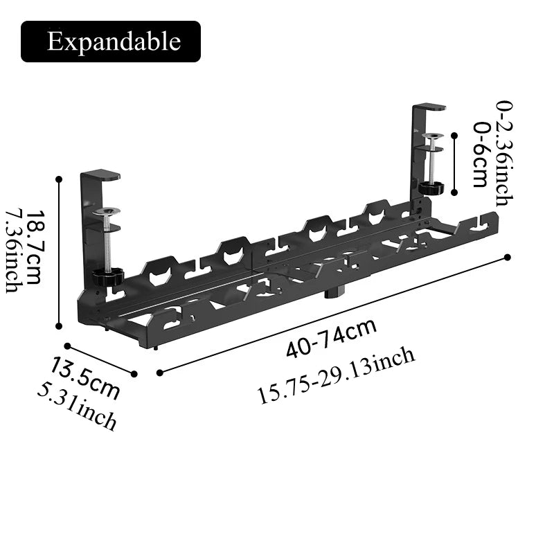 Support range-câbles sous bureau dimensions