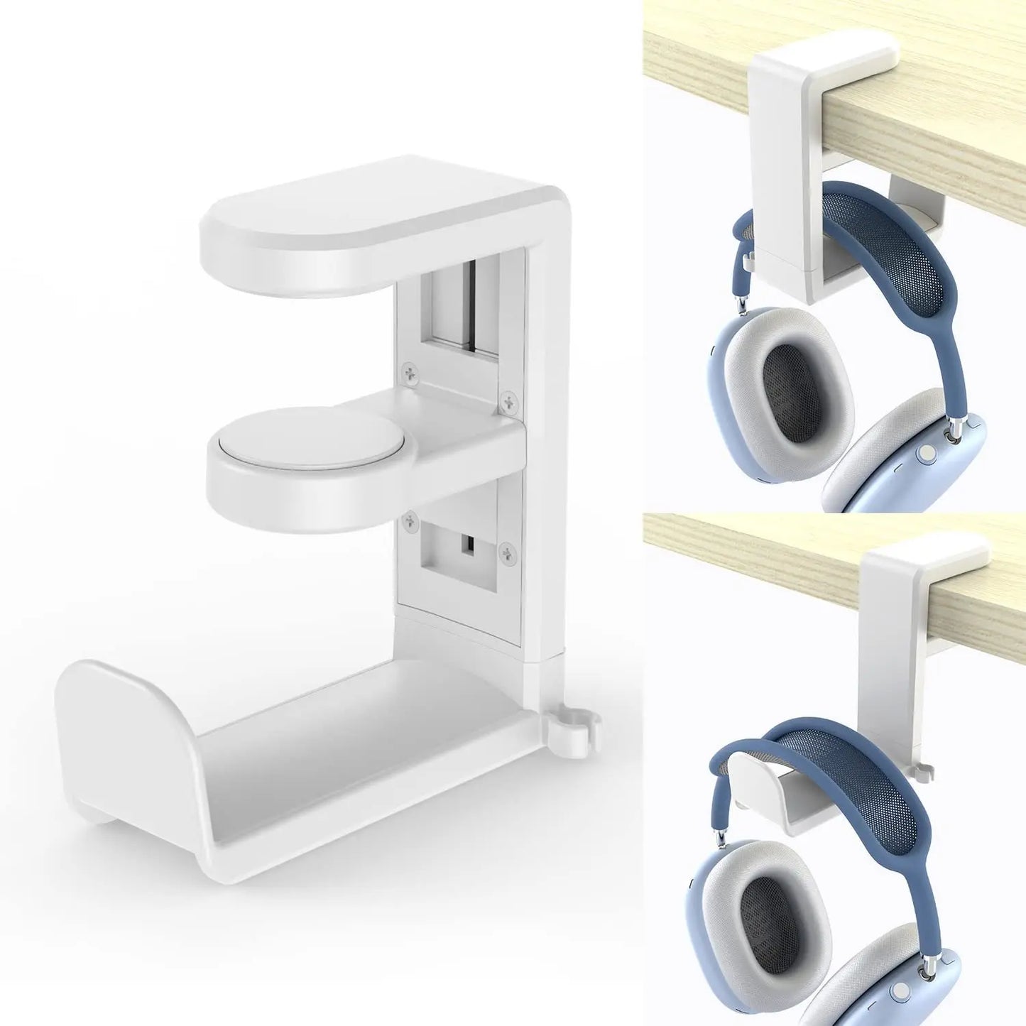 Support casque de bureau à pince, rotation 360 degrés, visuel complémentaire