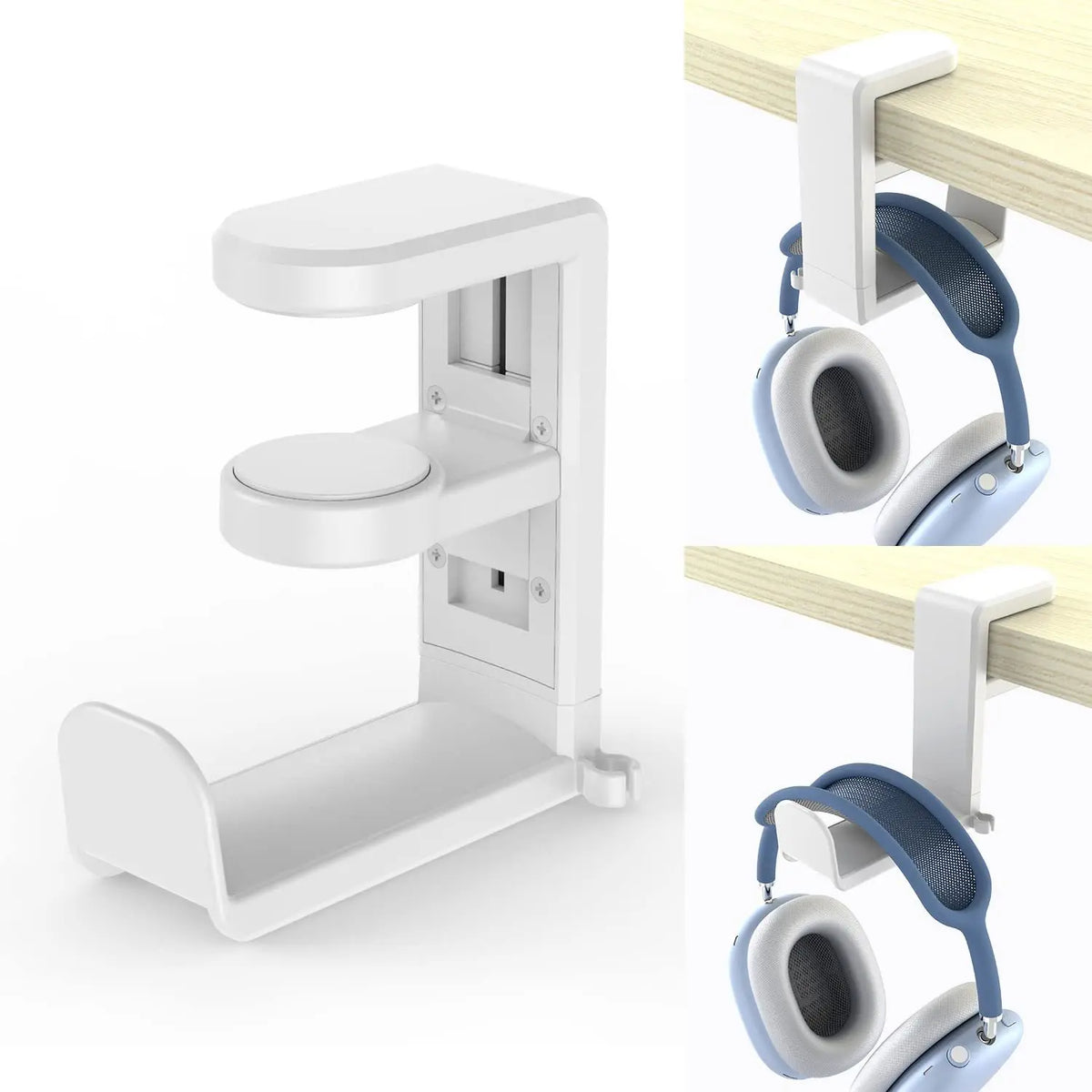 Support casque de bureau à pince, rotation 360 degrés, visuel complémentaire