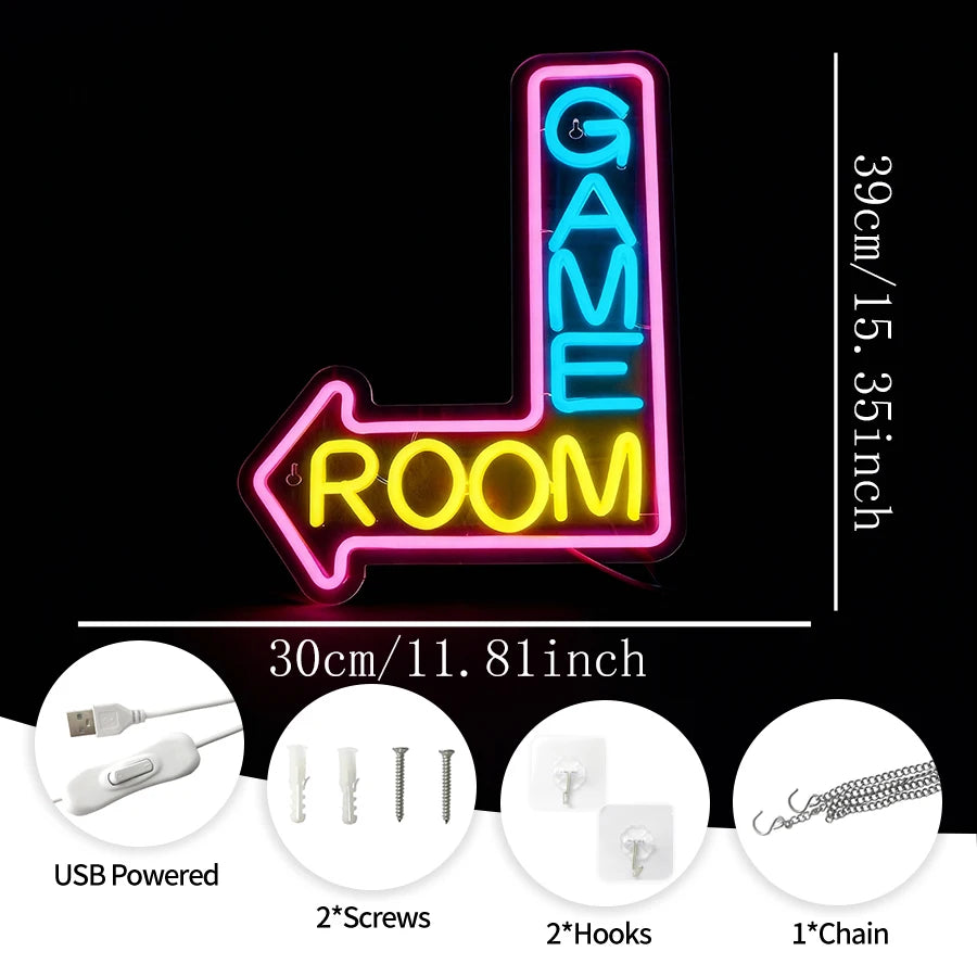 Néon LED mural texte GAME ROOM pour chambre gaming