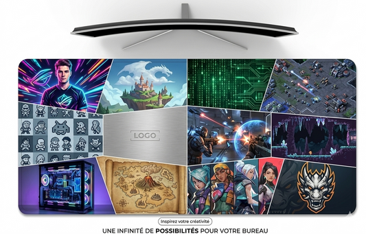 Tapis de bureau gaming XXL personnalisable, impression sur-mesure, vue produit
